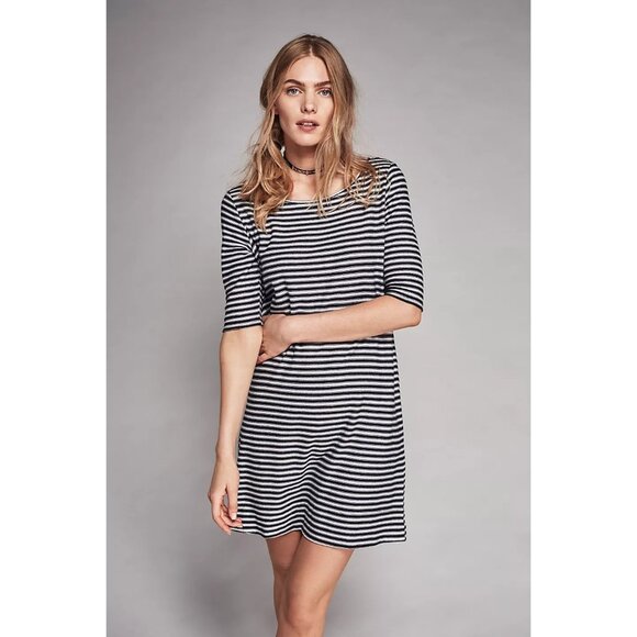 We the Free Frenchie Tee Dress Womens Stretch Black/White Stripe Size XS NWOT - Picture 3 of 8